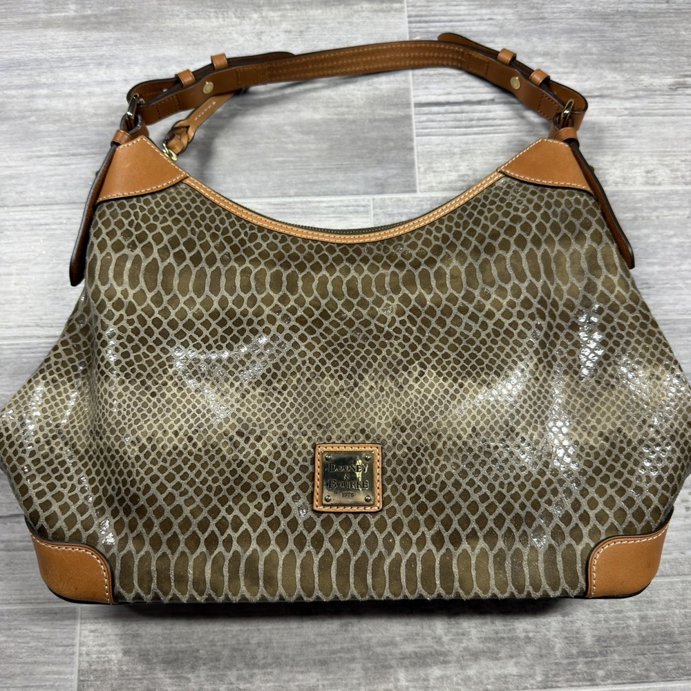 Dooney & Bourke Erica Snakeskin Style Shoulder Bag Hobo Purse Taupe BS479TP